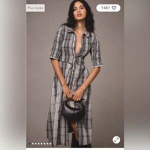 NWT Anthropologie Maeve Short-Sleeve Smocked Midi Shirt Dress